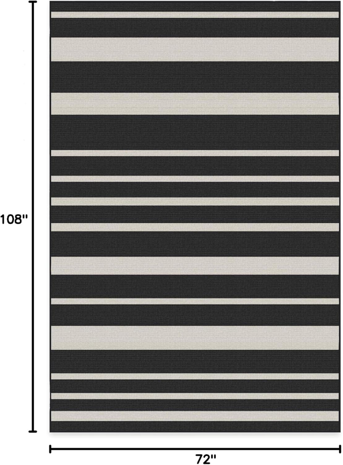 imageRUGGABLE Washable Area Rug Outdoor Gingham Plaid Black ampamp White 3x5 StainResistant NonSlip Small Machine Washable Rugs for Entryway Patio Balcony Deck ampamp Porchwith Standard PadSailmaker Stripe Black Standard Pad