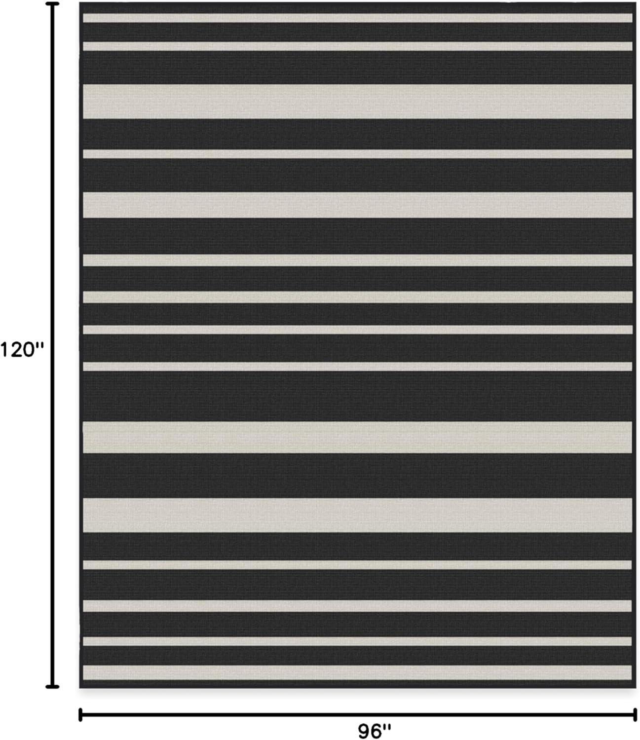 imageRUGGABLE Washable Area Rug Outdoor Gingham Plaid Black ampamp White 3x5 StainResistant NonSlip Small Machine Washable Rugs for Entryway Patio Balcony Deck ampamp Porchwith Standard PadSailmaker Stripe Black Standard Pad