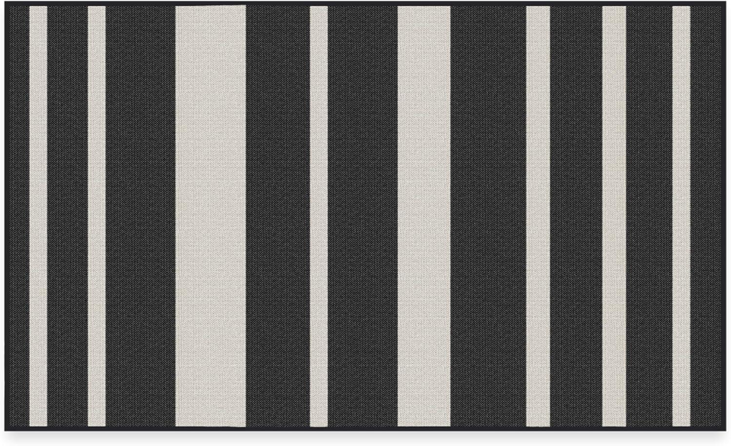 imageRUGGABLE Washable Area Rug Outdoor Gingham Plaid Black ampamp White 3x5 StainResistant NonSlip Small Machine Washable Rugs for Entryway Patio Balcony Deck ampamp Porchwith Standard PadSailmaker Stripe Black Standard Pad