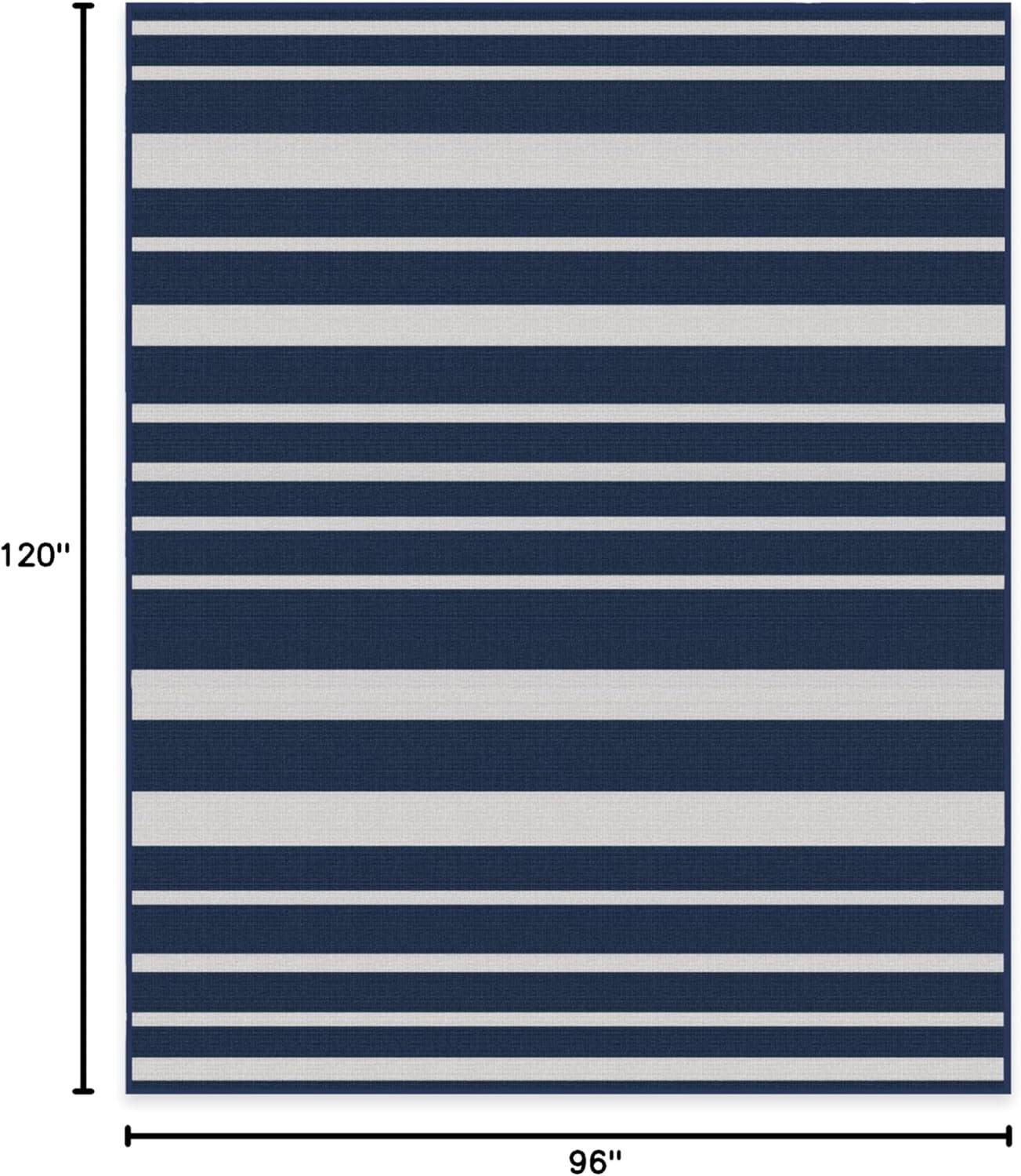 imageRUGGABLE Washable Area Rug Outdoor Gingham Plaid Black ampamp White 3x5 StainResistant NonSlip Small Machine Washable Rugs for Entryway Patio Balcony Deck ampamp Porchwith Standard PadSailmaker Stripe Blue Standard Pad