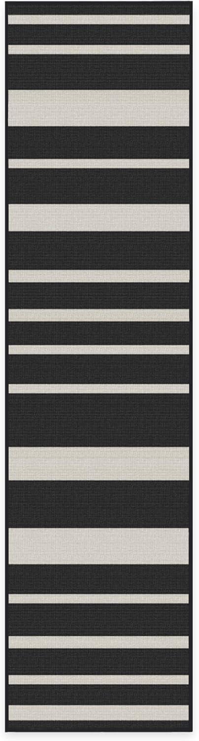 imageRUGGABLE Washable Area Rug Outdoor Gingham Plaid Black ampamp White 3x5 StainResistant NonSlip Small Machine Washable Rugs for Entryway Patio Balcony Deck ampamp Porchwith Standard PadSailmaker Stripe Black Standard Pad