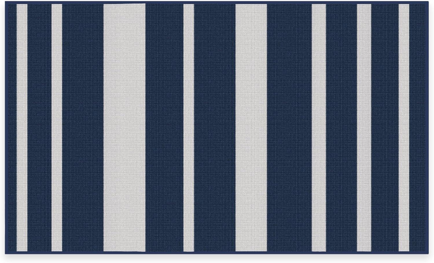 imageRUGGABLE Washable Area Rug Outdoor Gingham Plaid Black ampamp White 3x5 StainResistant NonSlip Small Machine Washable Rugs for Entryway Patio Balcony Deck ampamp Porchwith Standard PadSailmaker Stripe Blue Standard Pad