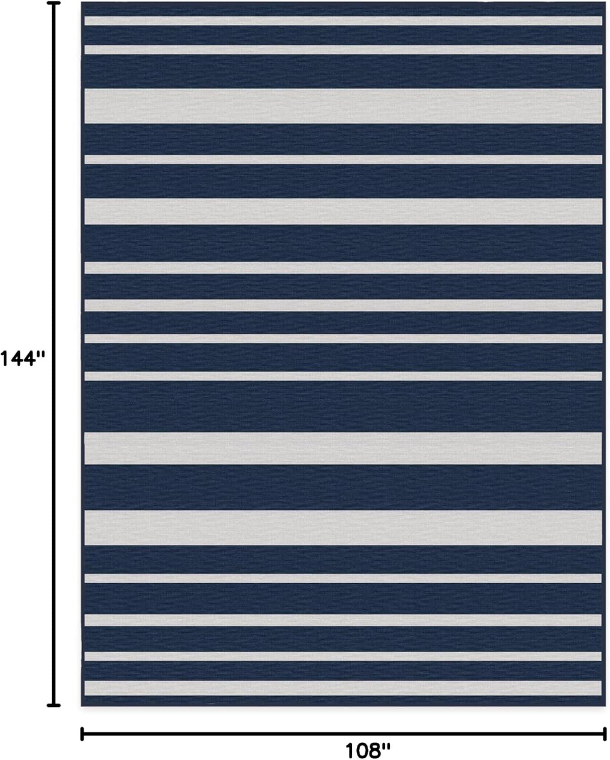 imageRUGGABLE Washable Area Rug Outdoor Gingham Plaid Black ampamp White 3x5 StainResistant NonSlip Small Machine Washable Rugs for Entryway Patio Balcony Deck ampamp Porchwith Standard PadSailmaker Stripe Blue Standard Pad