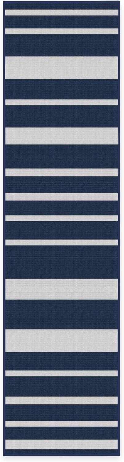 imageRUGGABLE Washable Area Rug Outdoor Gingham Plaid Black ampamp White 3x5 StainResistant NonSlip Small Machine Washable Rugs for Entryway Patio Balcony Deck ampamp Porchwith Standard PadSailmaker Stripe Blue Standard Pad