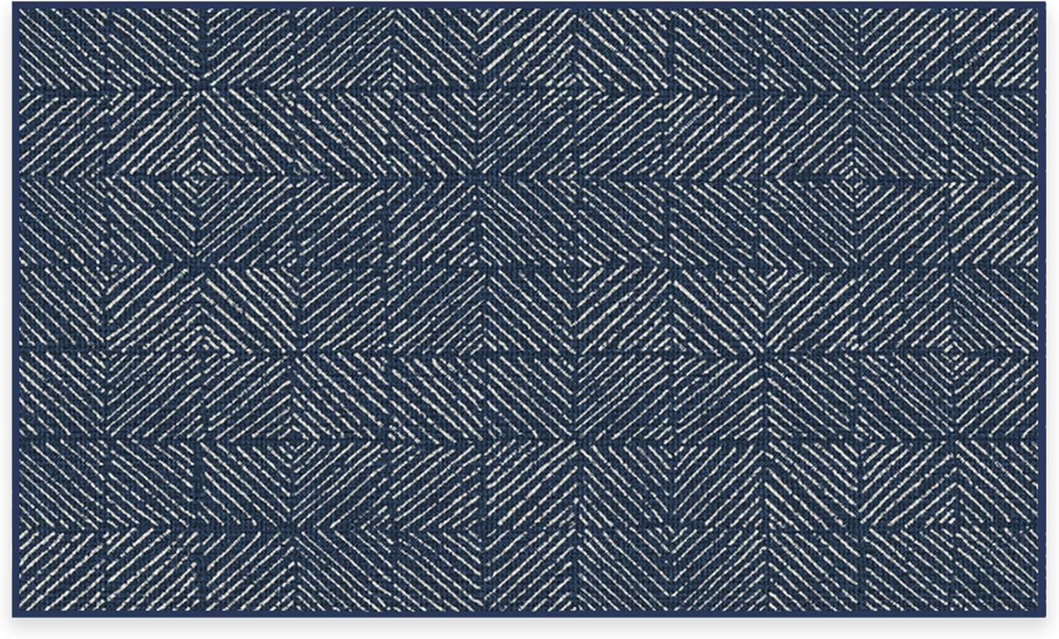 imageRUGGABLE Washable Area Rug Outdoor Gingham Plaid Black ampamp White 3x5 StainResistant NonSlip Small Machine Washable Rugs for Entryway Patio Balcony Deck ampamp Porchwith Standard PadParquet Navy Standard Pad