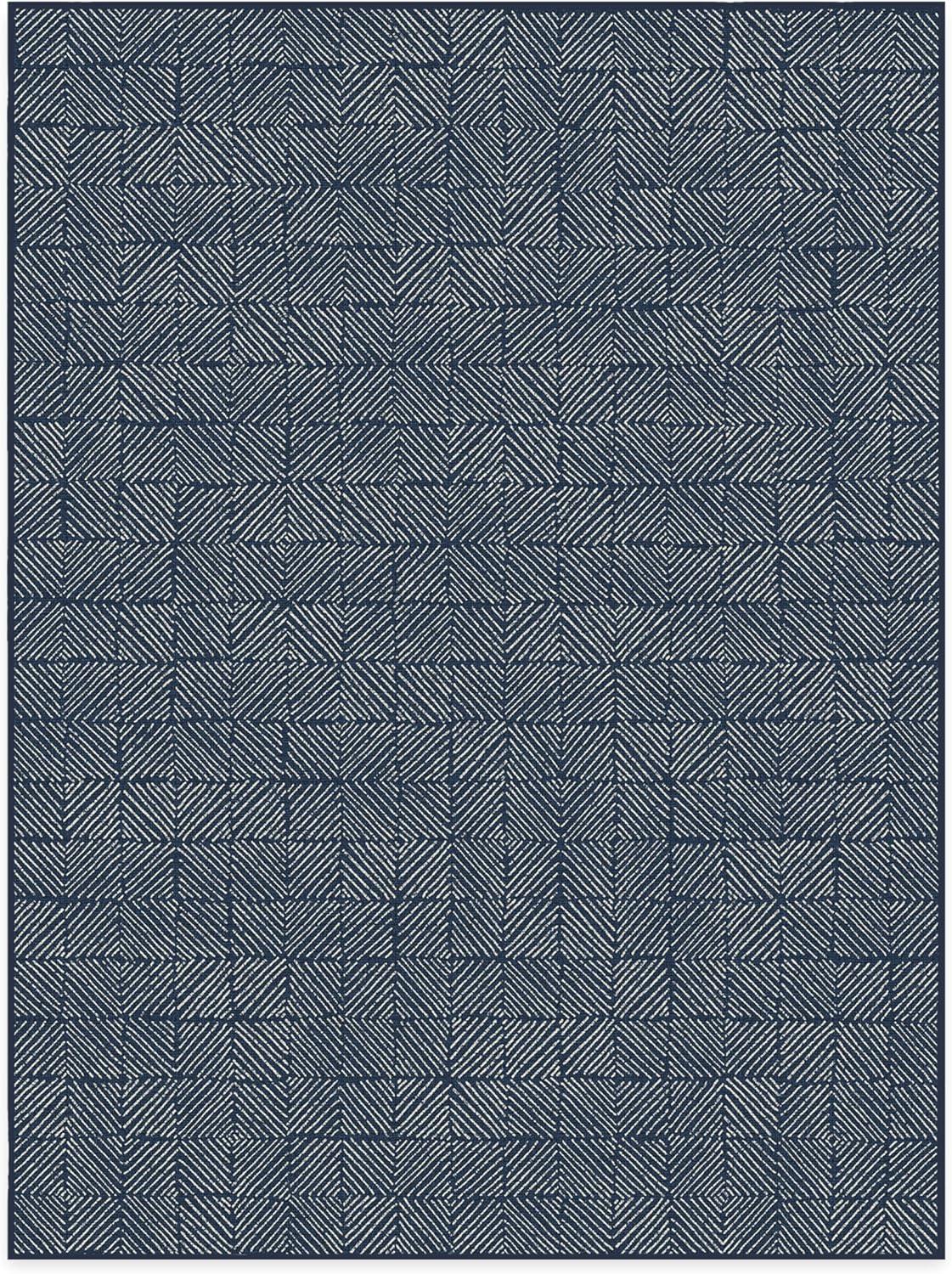 imageRUGGABLE Washable Area Rug Outdoor Gingham Plaid Black ampamp White 3x5 StainResistant NonSlip Small Machine Washable Rugs for Entryway Patio Balcony Deck ampamp Porchwith Standard PadParquet Navy Standard Pad