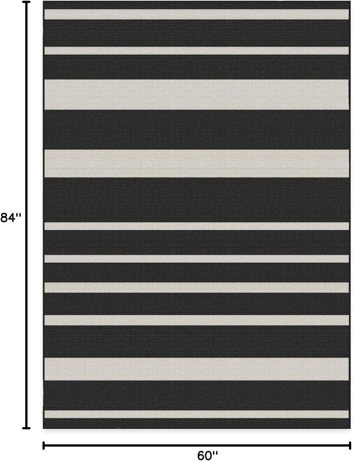 imageRUGGABLE Washable Area Rug Outdoor Gingham Plaid Black ampamp White 3x5 StainResistant NonSlip Small Machine Washable Rugs for Entryway Patio Balcony Deck ampamp Porchwith Standard PadSailmaker Stripe Black Standard Pad