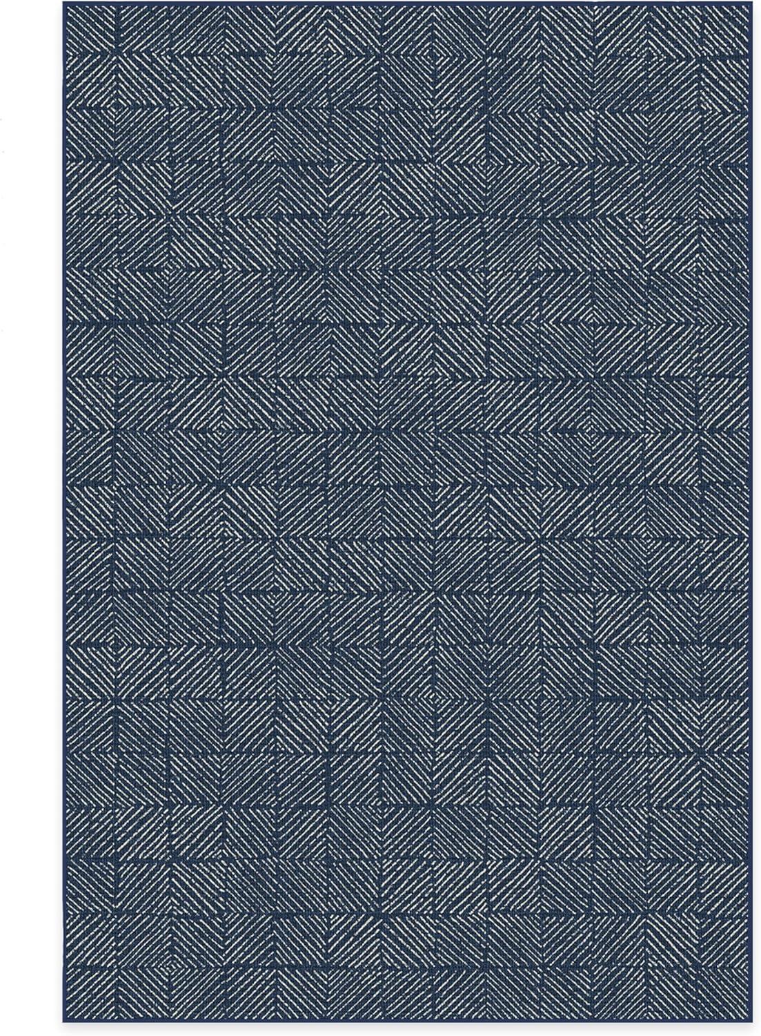 imageRUGGABLE Washable Area Rug Outdoor Gingham Plaid Black ampamp White 3x5 StainResistant NonSlip Small Machine Washable Rugs for Entryway Patio Balcony Deck ampamp Porchwith Standard PadParquet Navy Standard Pad