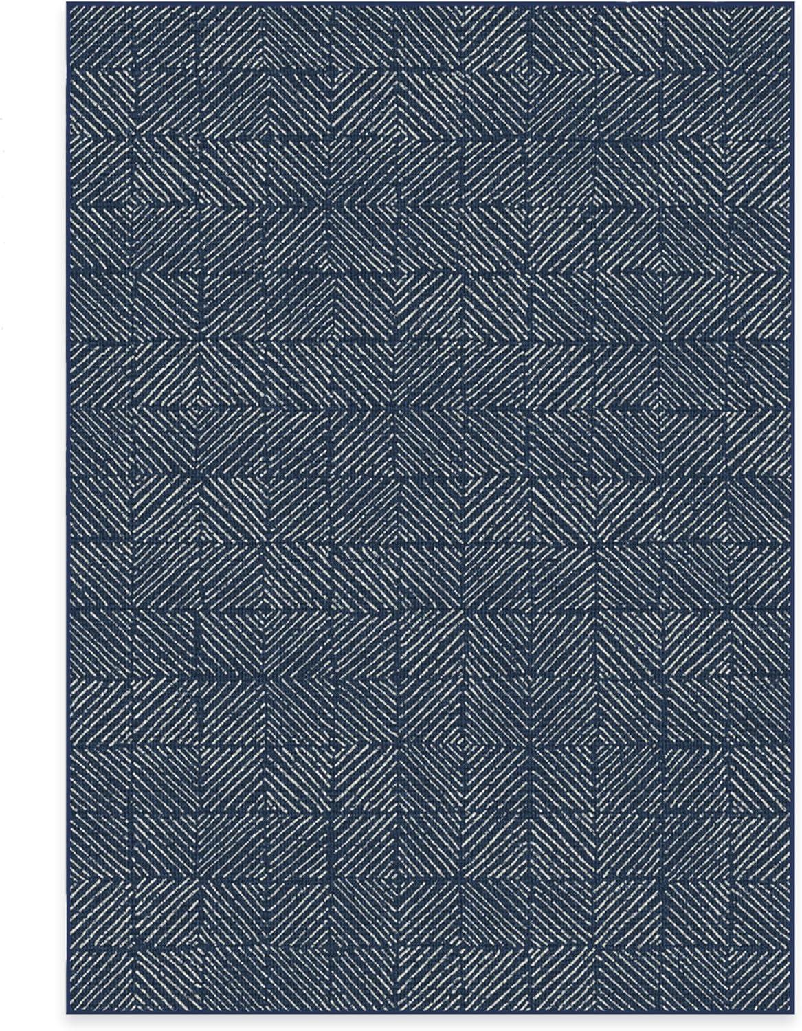 imageRUGGABLE Washable Area Rug Outdoor Gingham Plaid Black ampamp White 3x5 StainResistant NonSlip Small Machine Washable Rugs for Entryway Patio Balcony Deck ampamp Porchwith Standard PadParquet Navy Standard Pad