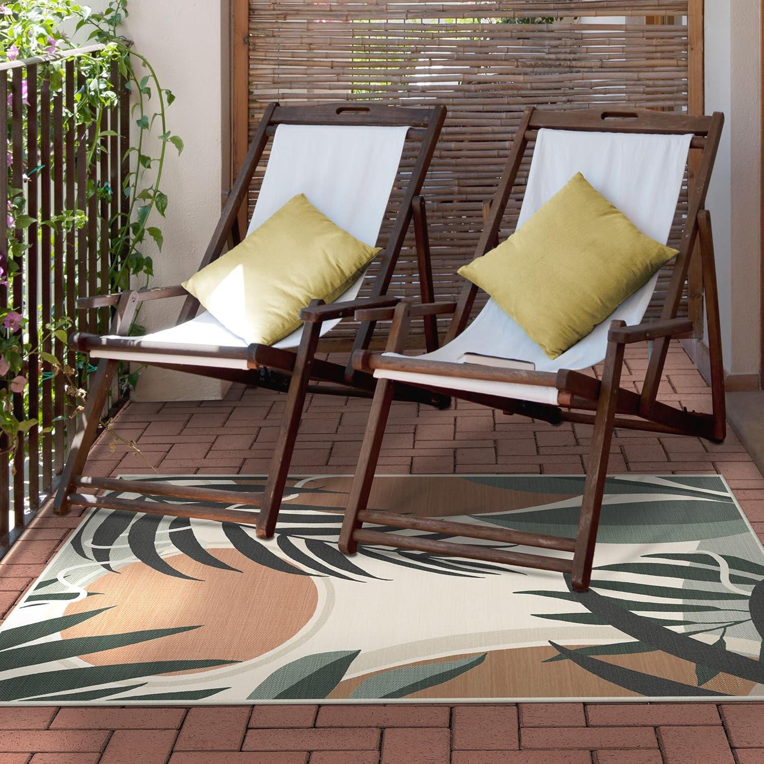 imageRUGGABLE Washable Area Rug Outdoor Watercolor Waves Copper Jade 5x7 StainResistant NonSlip Medium Machine Washable Rugs for Entryway Patio Balcony Deck ampamp Porchwith Standard PadTulum Desert Sage Standard Pad