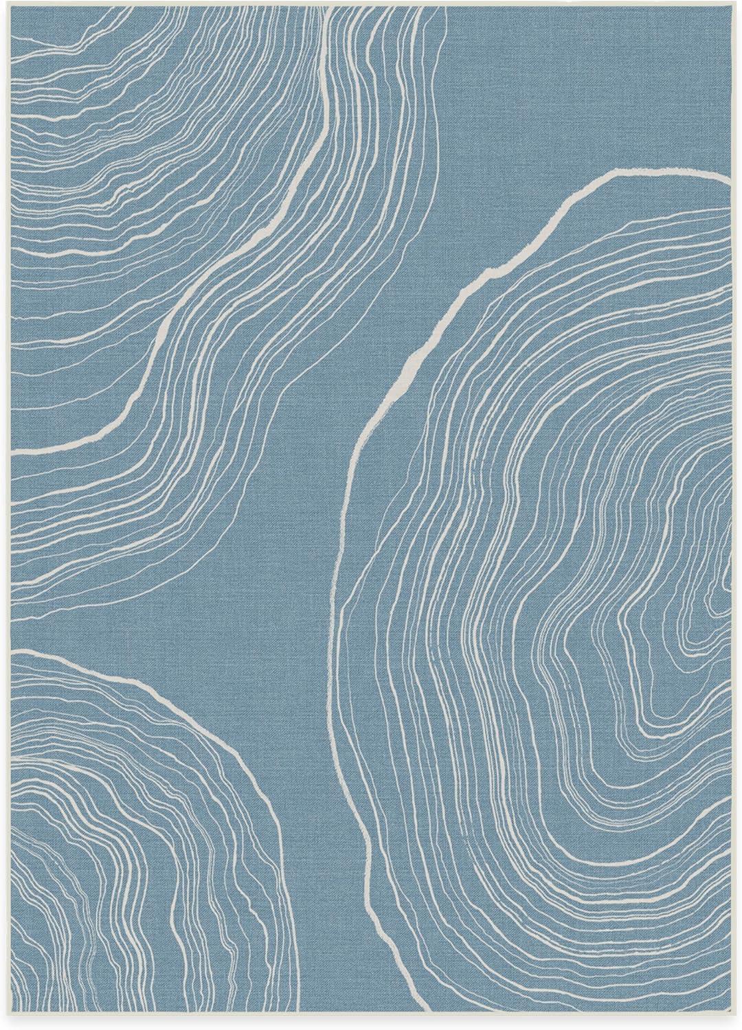 imageRUGGABLE Washable Area Rug Outdoor Watercolor Waves Copper Jade 5x7 StainResistant NonSlip Medium Machine Washable Rugs for Entryway Patio Balcony Deck ampamp Porchwith Standard PadKalder Slate Blue Standard Pad