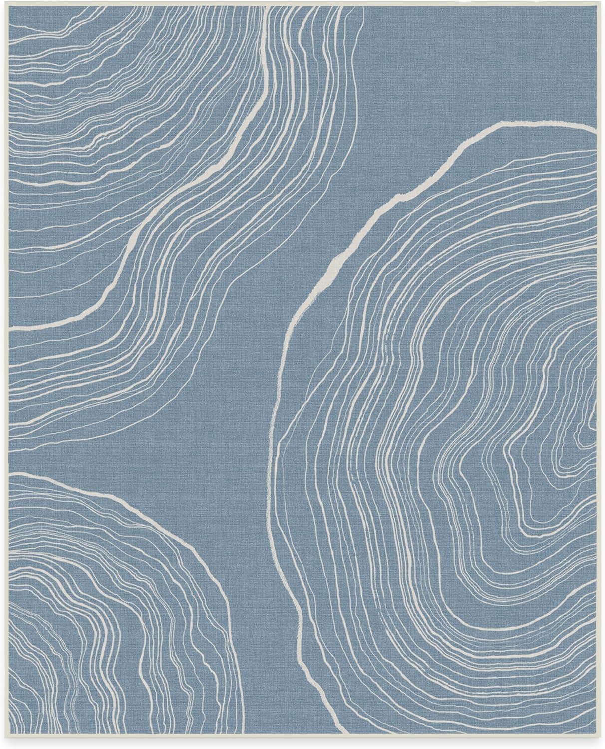 imageRUGGABLE Washable Area Rug Outdoor Watercolor Waves Copper Jade 5x7 StainResistant NonSlip Medium Machine Washable Rugs for Entryway Patio Balcony Deck ampamp Porchwith Standard PadKalder Slate Blue Standard Pad