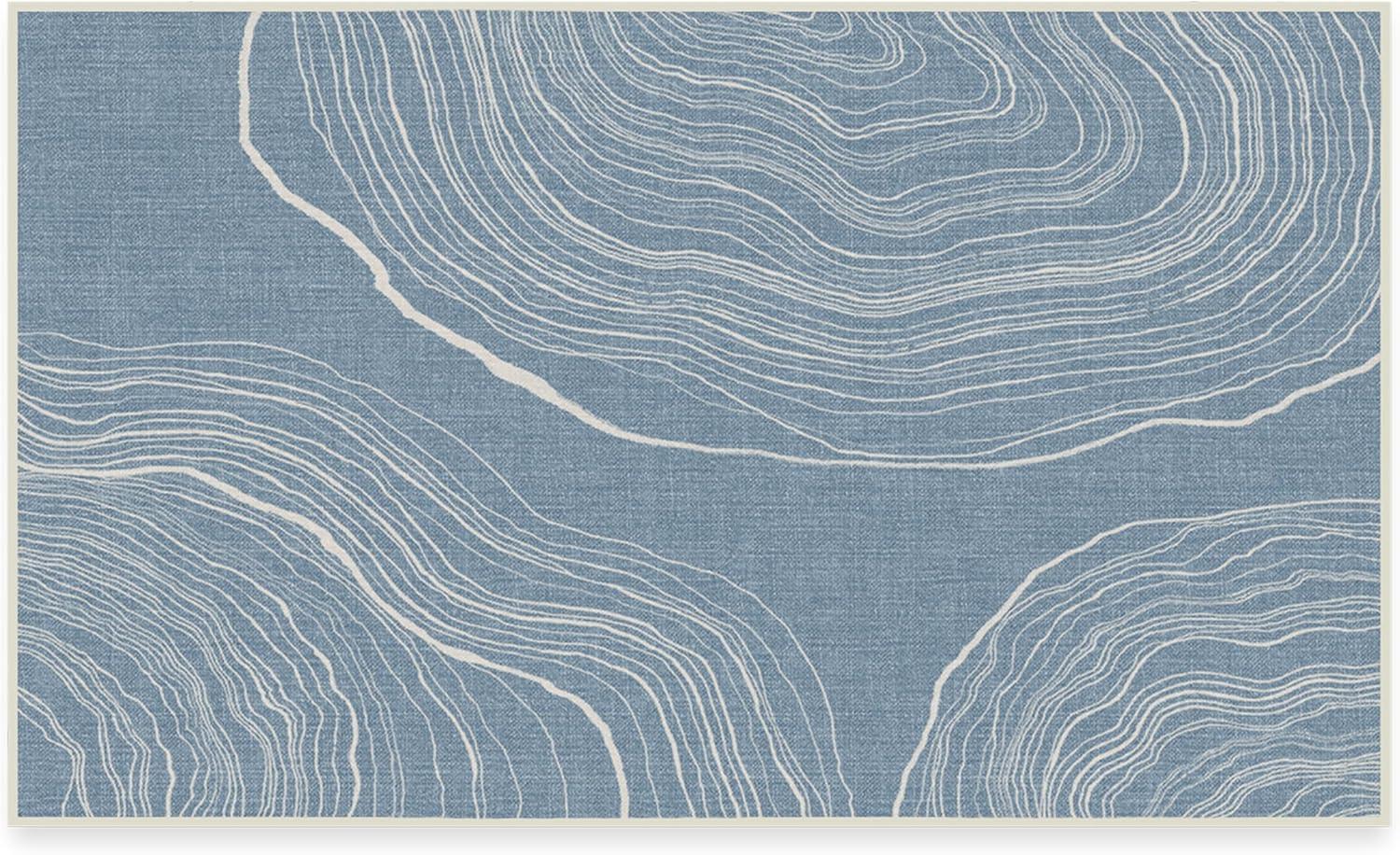 imageRUGGABLE Washable Area Rug Outdoor Watercolor Waves Copper Jade 5x7 StainResistant NonSlip Medium Machine Washable Rugs for Entryway Patio Balcony Deck ampamp Porchwith Standard PadKalder Slate Blue Standard Pad