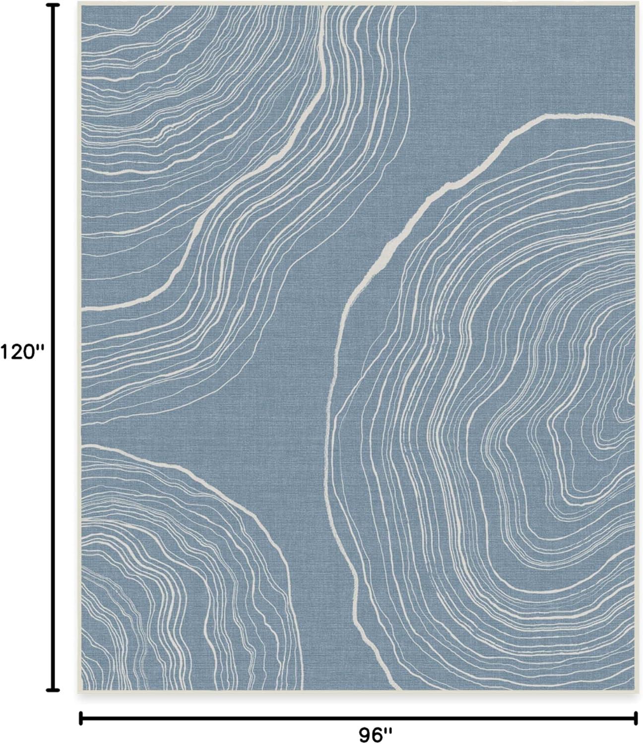 imageRUGGABLE Washable Area Rug Outdoor Watercolor Waves Copper Jade 5x7 StainResistant NonSlip Medium Machine Washable Rugs for Entryway Patio Balcony Deck ampamp Porchwith Standard PadKalder Slate Blue Standard Pad