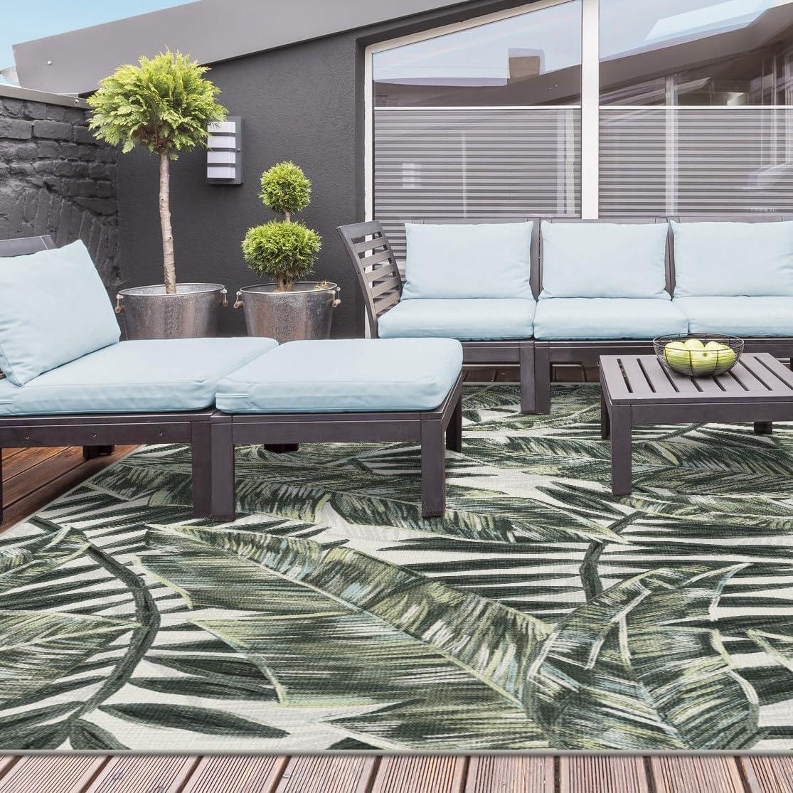 imageRUGGABLE Washable Area Rug Outdoor Watercolor Waves Copper Jade 5x7 StainResistant NonSlip Medium Machine Washable Rugs for Entryway Patio Balcony Deck ampamp Porchwith Standard PadFilifera Palm Green Standard Pad