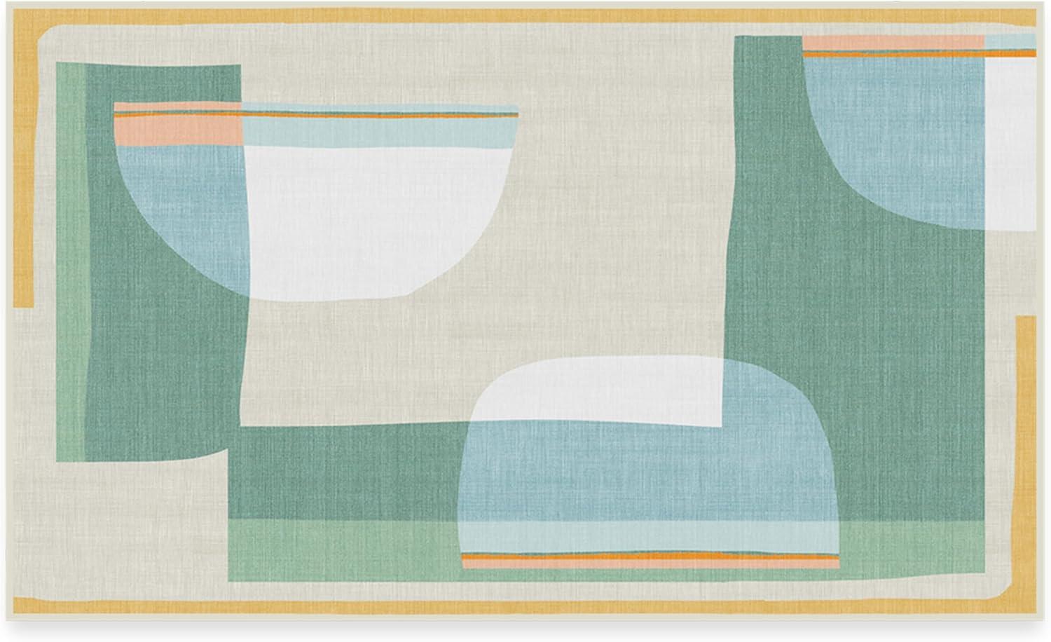 imageRUGGABLE Washable Area Rug Outdoor Watercolor Waves Copper Jade 5x7 StainResistant NonSlip Medium Machine Washable Rugs for Entryway Patio Balcony Deck ampamp Porchwith Standard PadOlena Jade Standard Pad