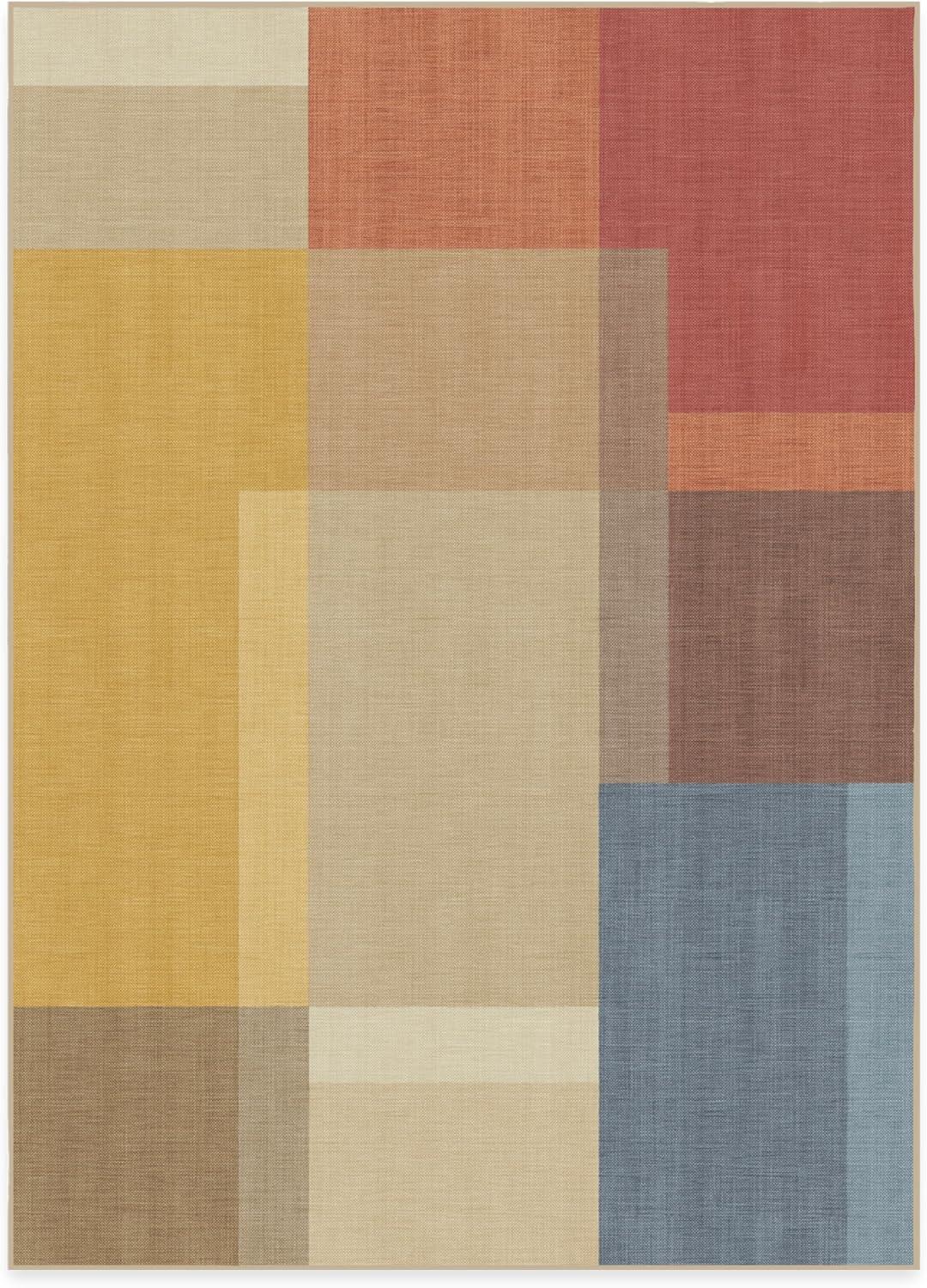 imageRUGGABLE Washable Area Rug Outdoor Watercolor Waves Copper Jade 5x7 StainResistant NonSlip Medium Machine Washable Rugs for Entryway Patio Balcony Deck ampamp Porchwith Standard PadCampo Multicolor Standard Pad