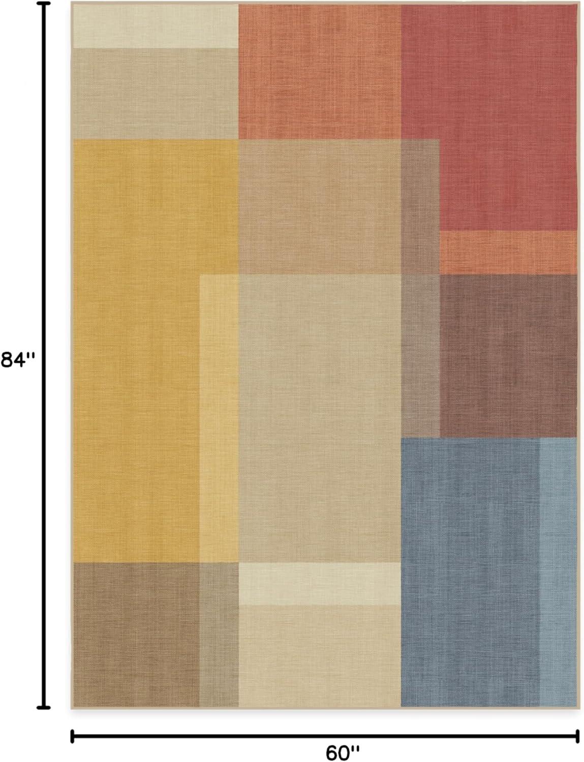 imageRUGGABLE Washable Area Rug Outdoor Watercolor Waves Copper Jade 5x7 StainResistant NonSlip Medium Machine Washable Rugs for Entryway Patio Balcony Deck ampamp Porchwith Standard PadCampo Multicolor Standard Pad