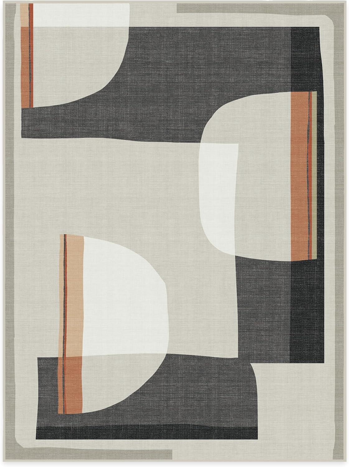 imageRUGGABLE Washable Area Rug Outdoor Watercolor Waves Copper Jade 5x7 StainResistant NonSlip Medium Machine Washable Rugs for Entryway Patio Balcony Deck ampamp Porchwith Standard PadOlena Charcoal Standard Pad