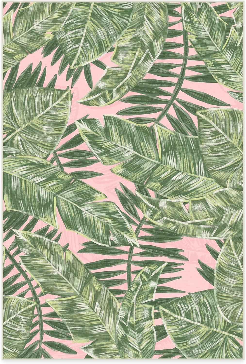 imageRUGGABLE Washable Area Rug Outdoor Watercolor Waves Copper Jade 5x7 StainResistant NonSlip Medium Machine Washable Rugs for Entryway Patio Balcony Deck ampamp Porchwith Standard PadFilifera Palm Pink Standard Pad