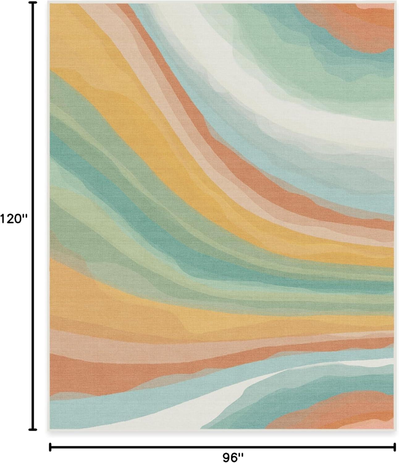 imageRUGGABLE Washable Area Rug Outdoor Watercolor Waves Copper Jade 5x7 StainResistant NonSlip Medium Machine Washable Rugs for Entryway Patio Balcony Deck ampamp Porchwith Standard PadWatercolor Waves Copper Jade Standard Pad