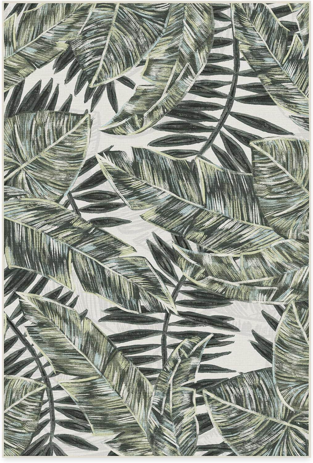 imageRUGGABLE Washable Area Rug Outdoor Watercolor Waves Copper Jade 5x7 StainResistant NonSlip Medium Machine Washable Rugs for Entryway Patio Balcony Deck ampamp Porchwith Standard PadFilifera Palm Green Standard Pad