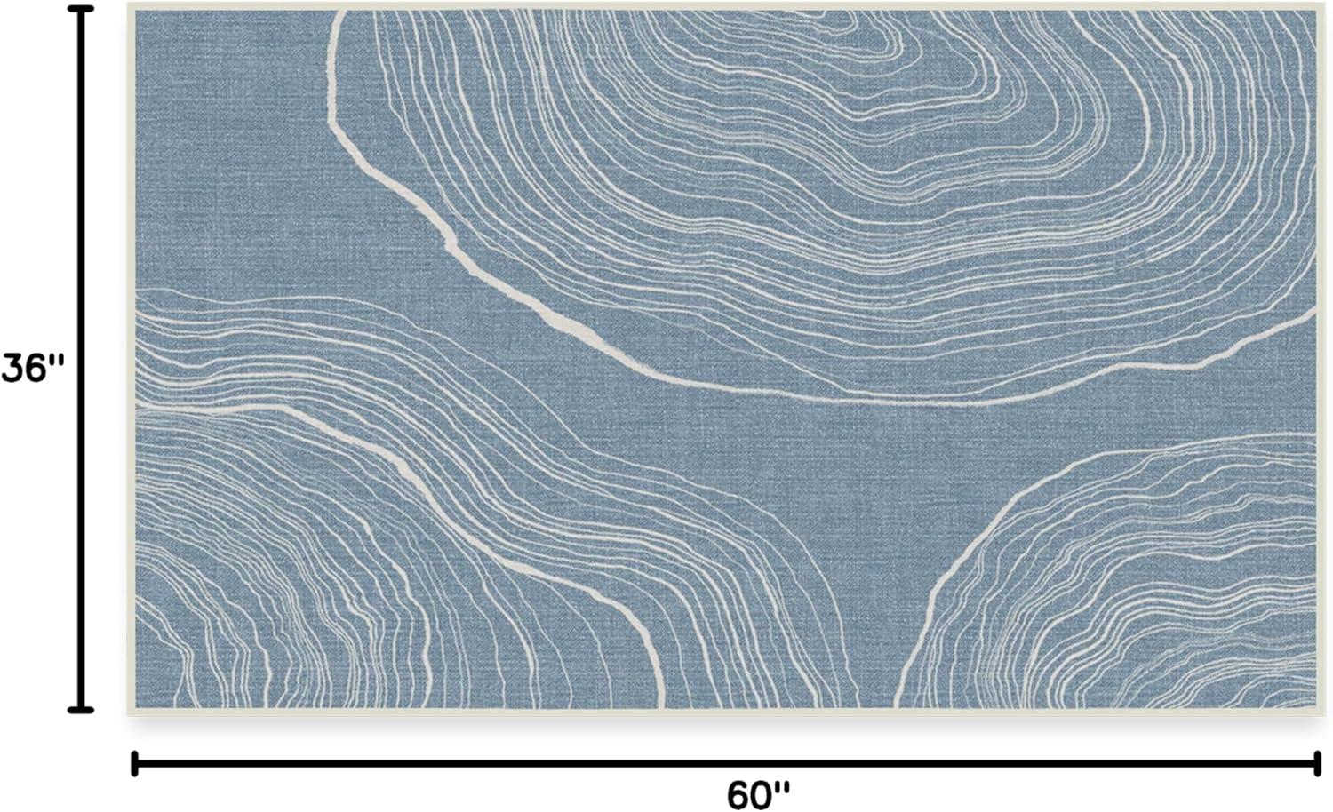 imageRUGGABLE Washable Area Rug Outdoor Watercolor Waves Copper Jade 5x7 StainResistant NonSlip Medium Machine Washable Rugs for Entryway Patio Balcony Deck ampamp Porchwith Standard PadKalder Slate Blue Standard Pad