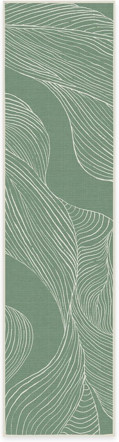 imageRUGGABLE Washable Area Rug Outdoor Watercolor Waves Copper Jade 5x7 StainResistant NonSlip Medium Machine Washable Rugs for Entryway Patio Balcony Deck ampamp Porchwith Standard PadSana Laurel Green Standard Pad