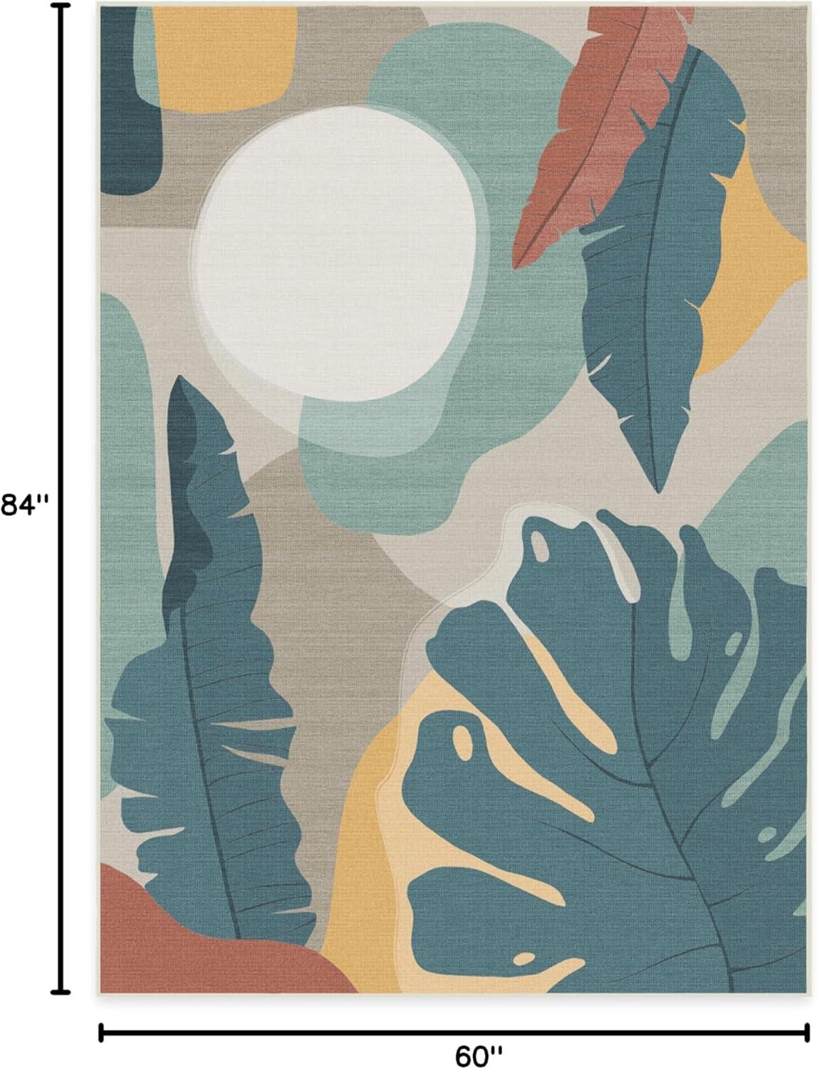 imageRUGGABLE Washable Area Rug Outdoor Watercolor Waves Copper Jade 5x7 StainResistant NonSlip Medium Machine Washable Rugs for Entryway Patio Balcony Deck ampamp Porchwith Standard PadHavana Multicolor Standard Pad