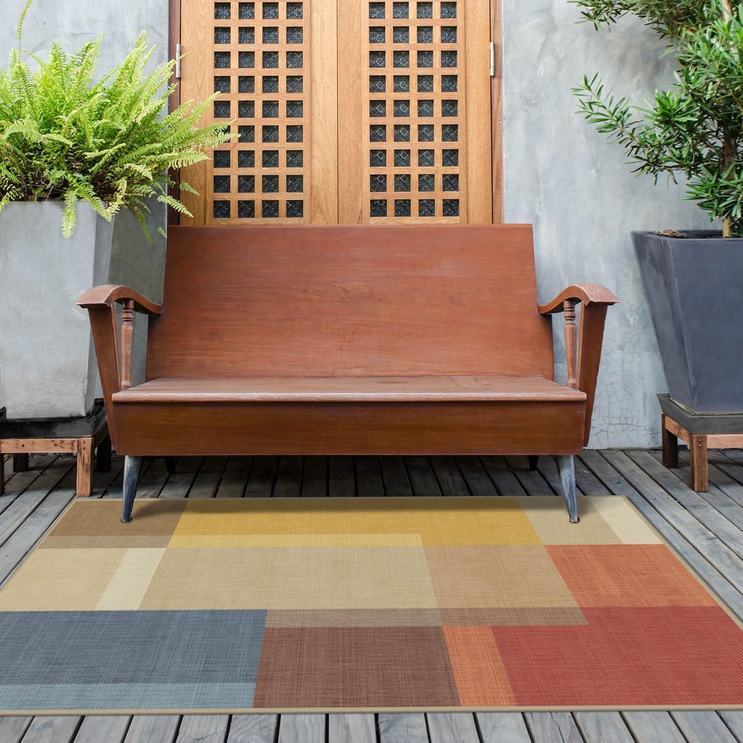 imageRUGGABLE Washable Area Rug Outdoor Watercolor Waves Copper Jade 5x7 StainResistant NonSlip Medium Machine Washable Rugs for Entryway Patio Balcony Deck ampamp Porchwith Standard PadCampo Multicolor Standard Pad