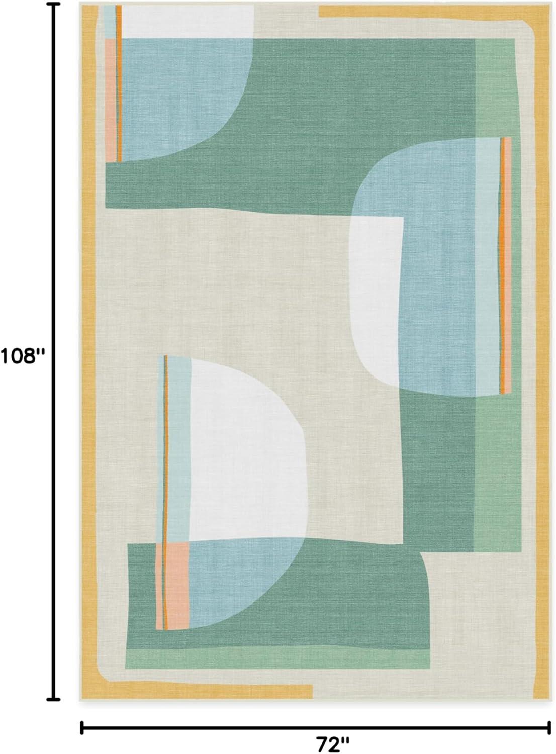 imageRUGGABLE Washable Area Rug Outdoor Watercolor Waves Copper Jade 5x7 StainResistant NonSlip Medium Machine Washable Rugs for Entryway Patio Balcony Deck ampamp Porchwith Standard PadOlena Jade Standard Pad