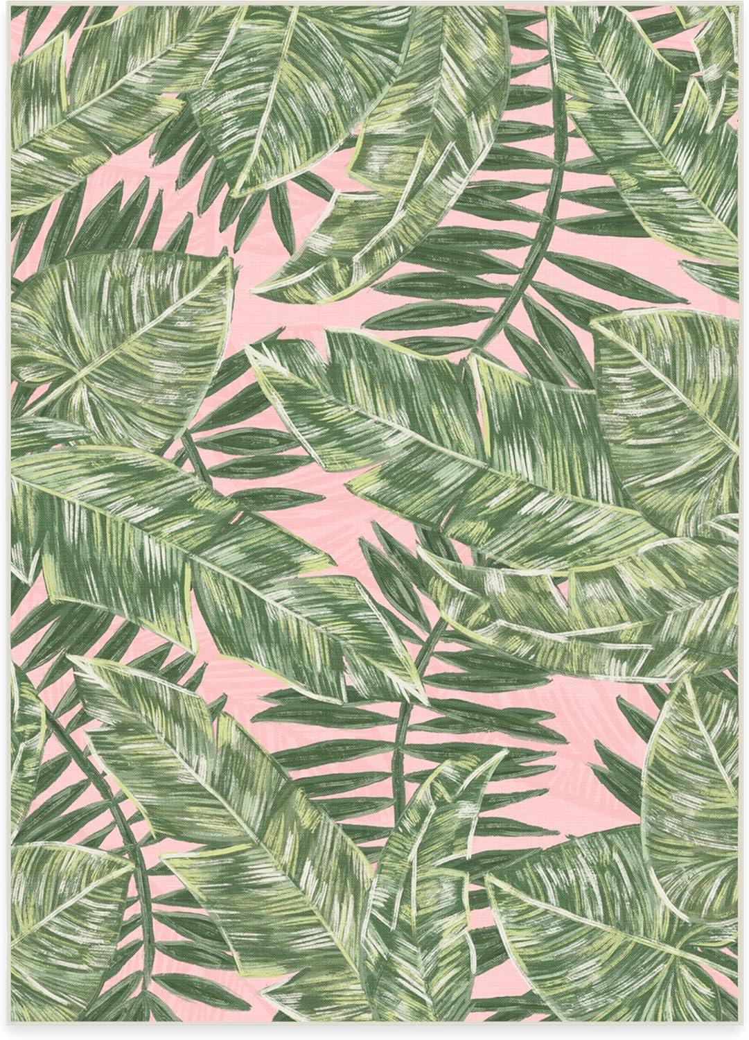 imageRUGGABLE Washable Area Rug Outdoor Watercolor Waves Copper Jade 5x7 StainResistant NonSlip Medium Machine Washable Rugs for Entryway Patio Balcony Deck ampamp Porchwith Standard PadFilifera Palm Pink Standard Pad