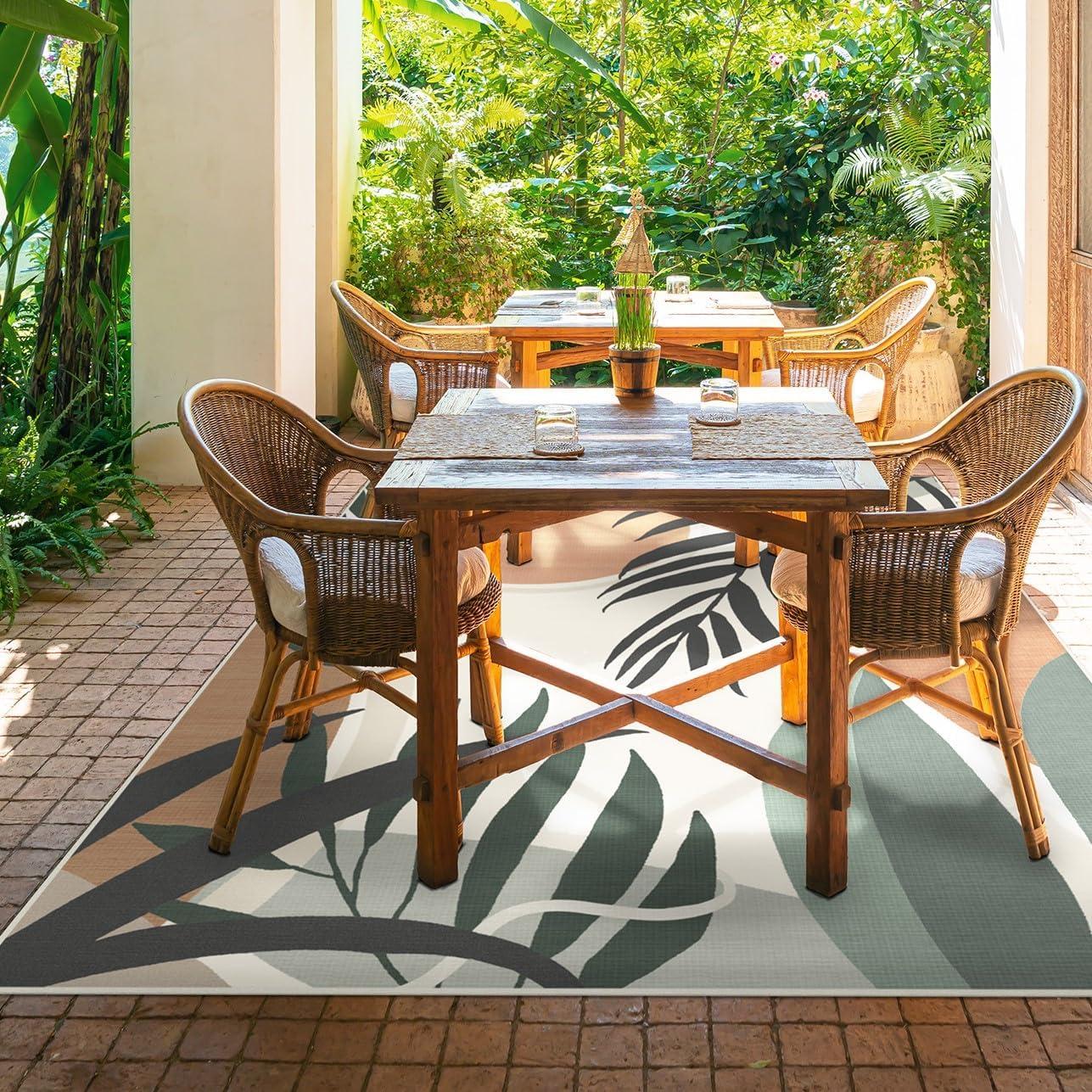 imageRUGGABLE Washable Area Rug Outdoor Watercolor Waves Copper Jade 5x7 StainResistant NonSlip Medium Machine Washable Rugs for Entryway Patio Balcony Deck ampamp Porchwith Standard PadTulum Desert Sage Standard Pad