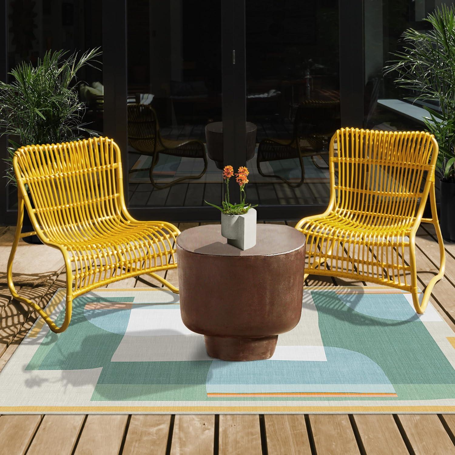 imageRUGGABLE Washable Area Rug Outdoor Watercolor Waves Copper Jade 5x7 StainResistant NonSlip Medium Machine Washable Rugs for Entryway Patio Balcony Deck ampamp Porchwith Standard PadOlena Jade Standard Pad