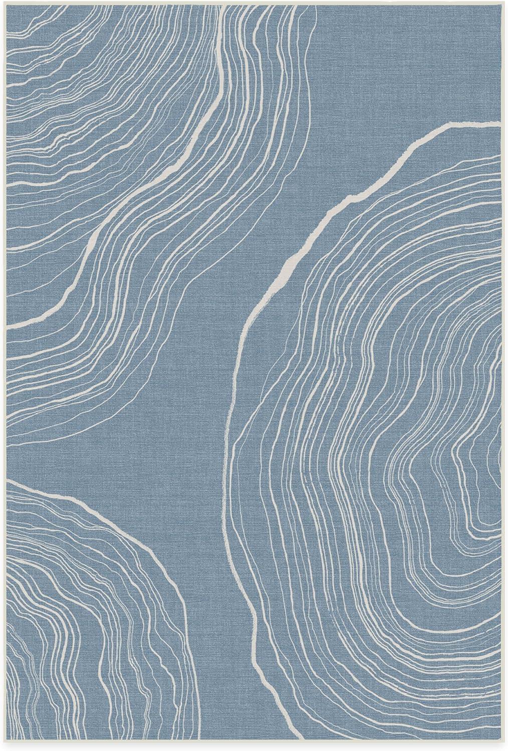 imageRUGGABLE Washable Area Rug Outdoor Watercolor Waves Copper Jade 5x7 StainResistant NonSlip Medium Machine Washable Rugs for Entryway Patio Balcony Deck ampamp Porchwith Standard PadKalder Slate Blue Standard Pad