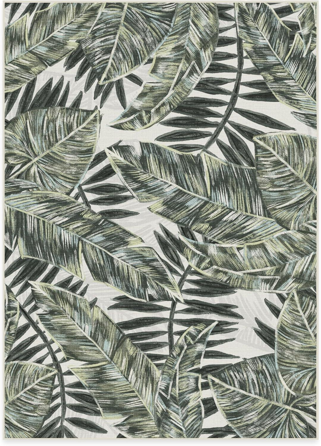 imageRUGGABLE Washable Area Rug Outdoor Watercolor Waves Copper Jade 5x7 StainResistant NonSlip Medium Machine Washable Rugs for Entryway Patio Balcony Deck ampamp Porchwith Standard PadFilifera Palm Green Standard Pad