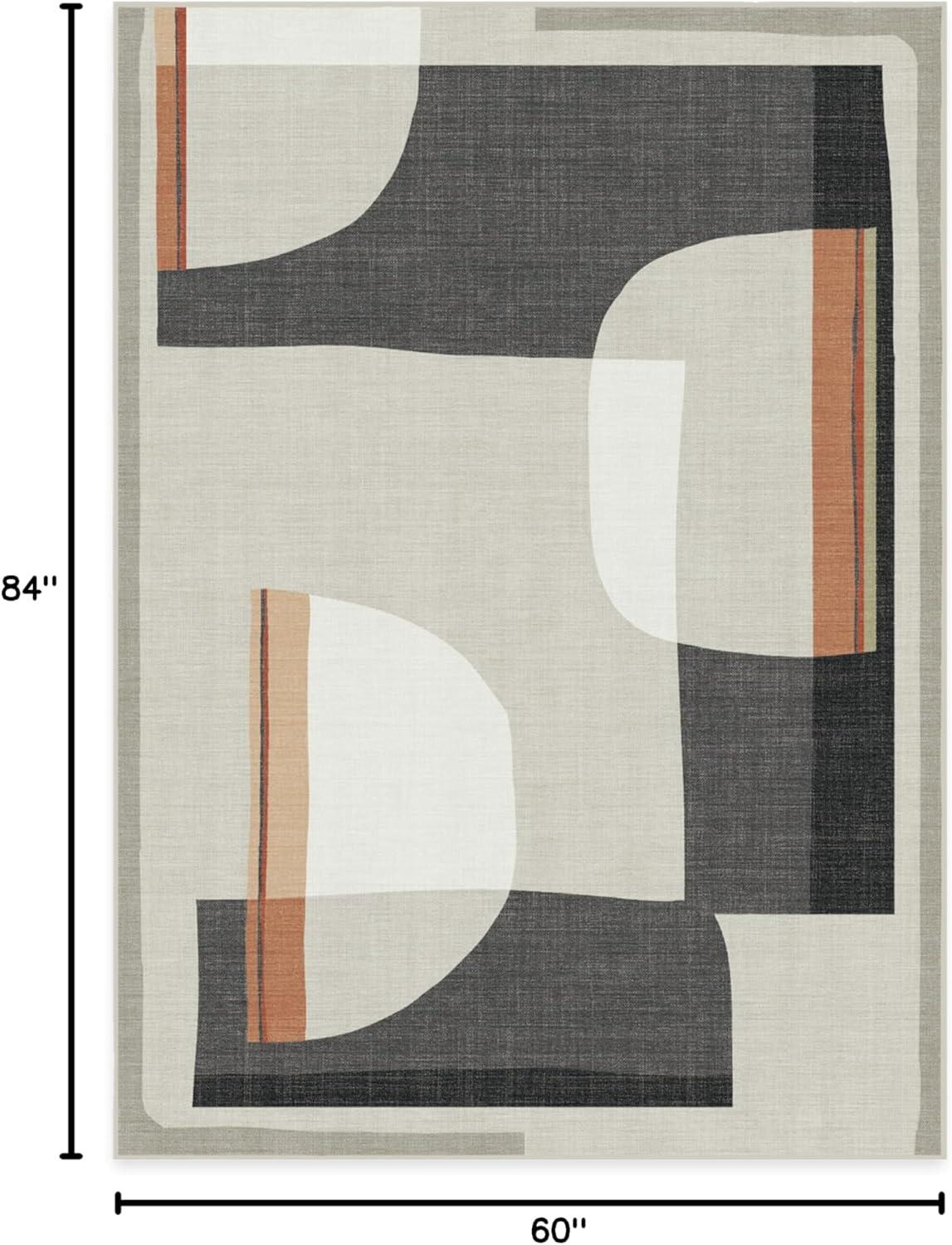 imageRUGGABLE Washable Area Rug Outdoor Watercolor Waves Copper Jade 5x7 StainResistant NonSlip Medium Machine Washable Rugs for Entryway Patio Balcony Deck ampamp Porchwith Standard PadOlena Charcoal Standard Pad