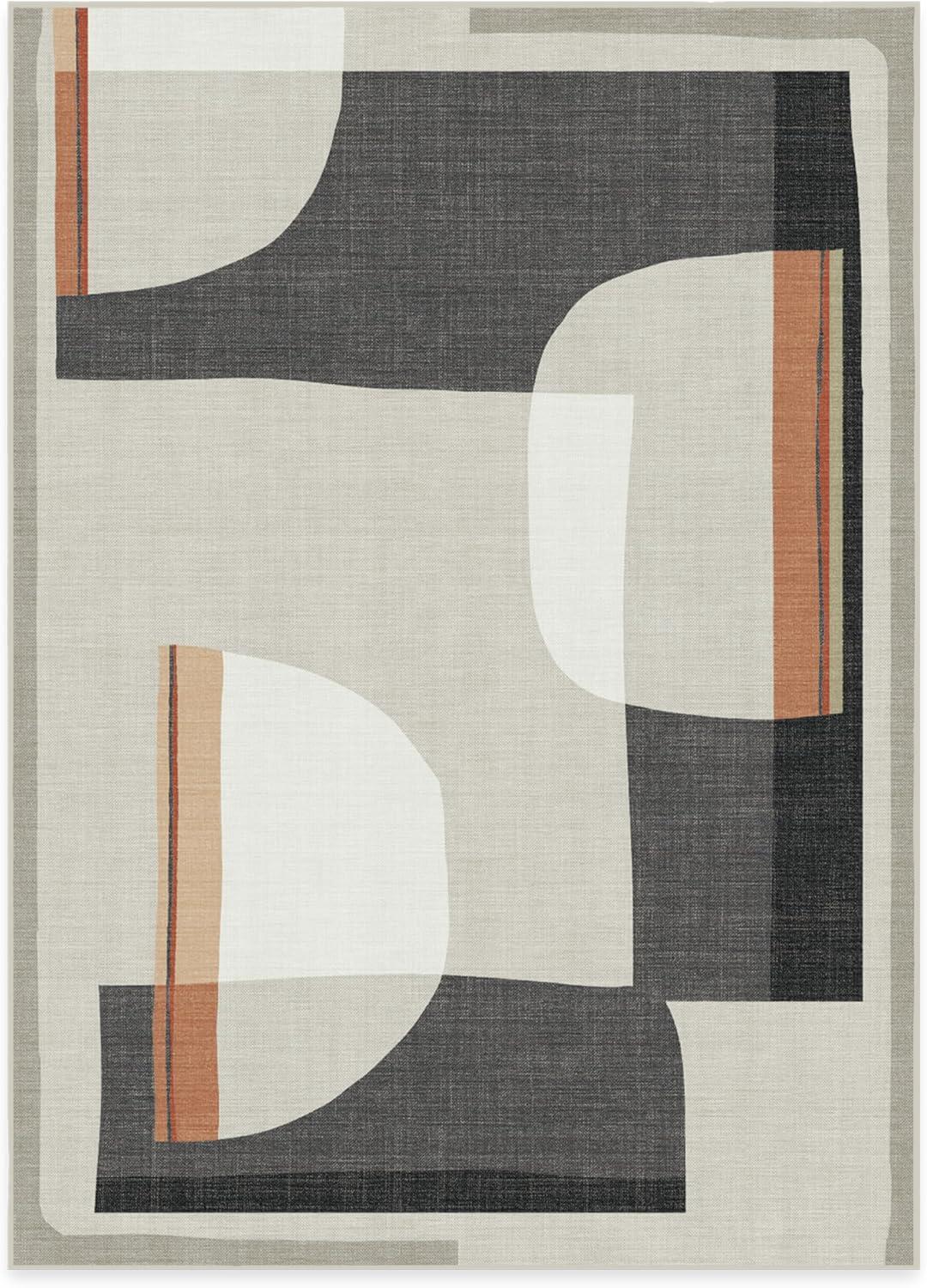 imageRUGGABLE Washable Area Rug Outdoor Watercolor Waves Copper Jade 5x7 StainResistant NonSlip Medium Machine Washable Rugs for Entryway Patio Balcony Deck ampamp Porchwith Standard PadOlena Charcoal Standard Pad