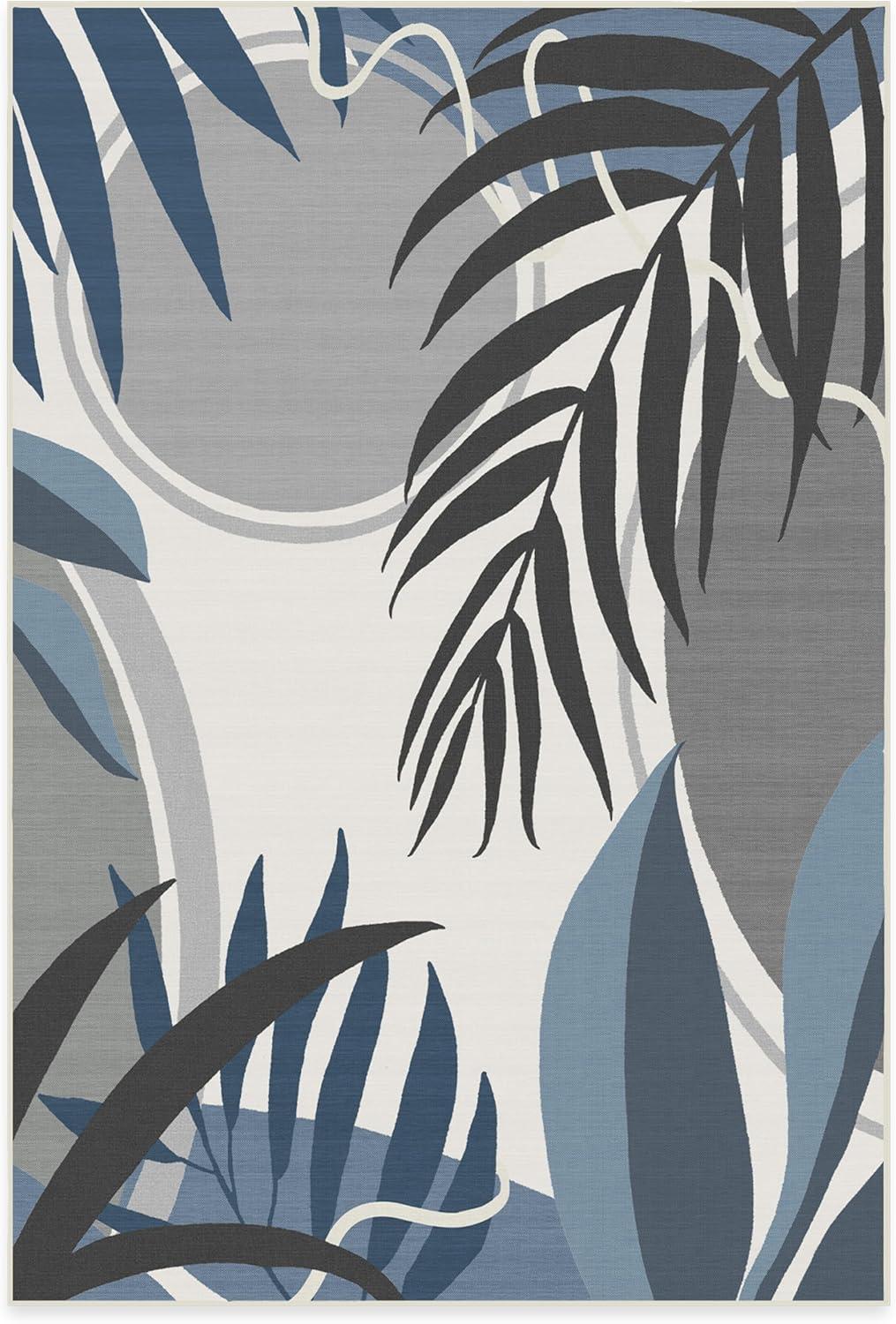 imageRUGGABLE Washable Area Rug Outdoor Watercolor Waves Copper Jade 5x7 StainResistant NonSlip Medium Machine Washable Rugs for Entryway Patio Balcony Deck ampamp Porchwith Standard PadTulum Ivory Blue Standard Pad