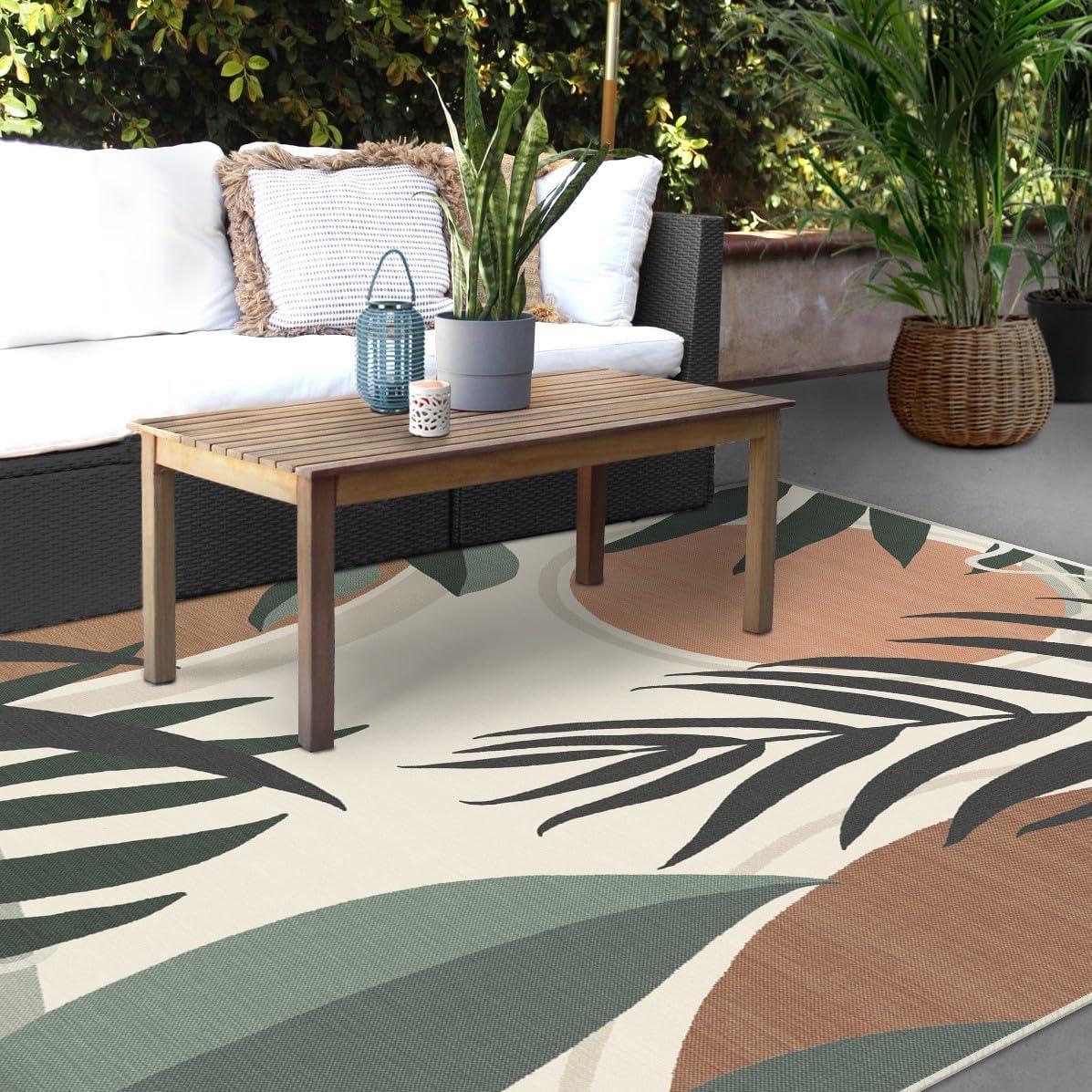 imageRUGGABLE Washable Area Rug Outdoor Watercolor Waves Copper Jade 5x7 StainResistant NonSlip Medium Machine Washable Rugs for Entryway Patio Balcony Deck ampamp Porchwith Standard PadTulum Desert Sage Standard Pad