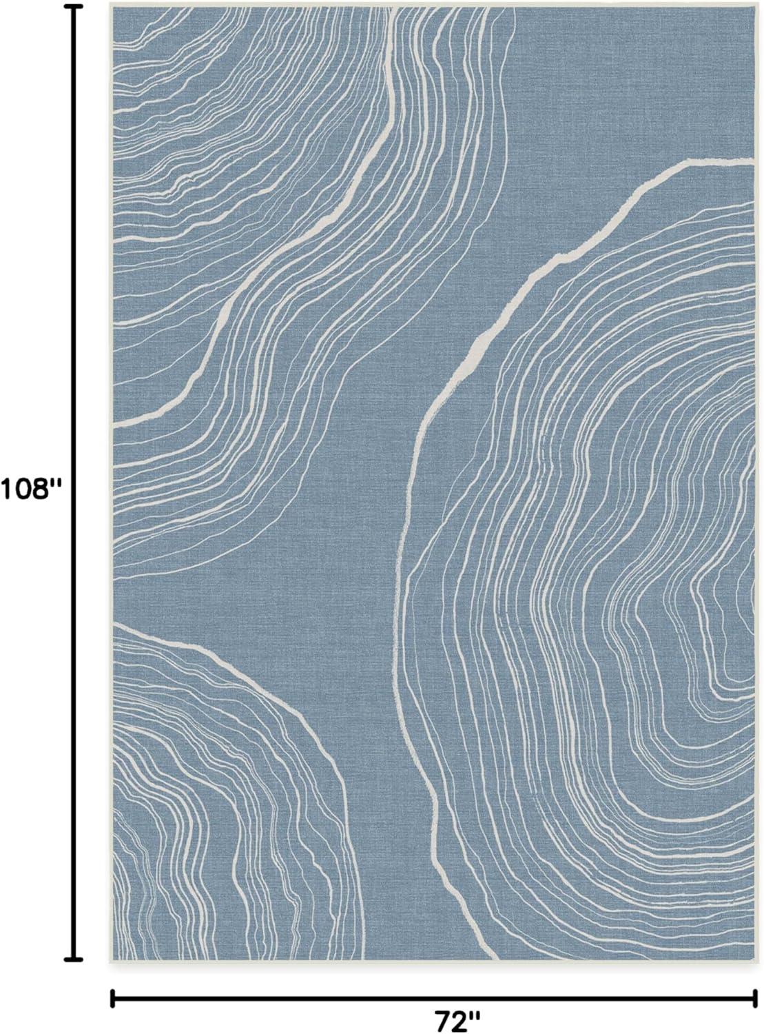 imageRUGGABLE Washable Area Rug Outdoor Watercolor Waves Copper Jade 5x7 StainResistant NonSlip Medium Machine Washable Rugs for Entryway Patio Balcony Deck ampamp Porchwith Standard PadKalder Slate Blue Standard Pad
