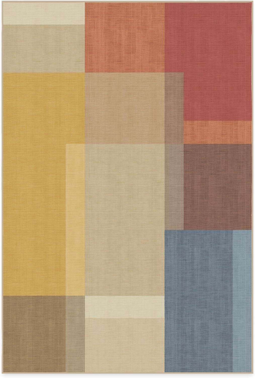 imageRUGGABLE Washable Area Rug Outdoor Watercolor Waves Copper Jade 5x7 StainResistant NonSlip Medium Machine Washable Rugs for Entryway Patio Balcony Deck ampamp Porchwith Standard PadCampo Multicolor Standard Pad