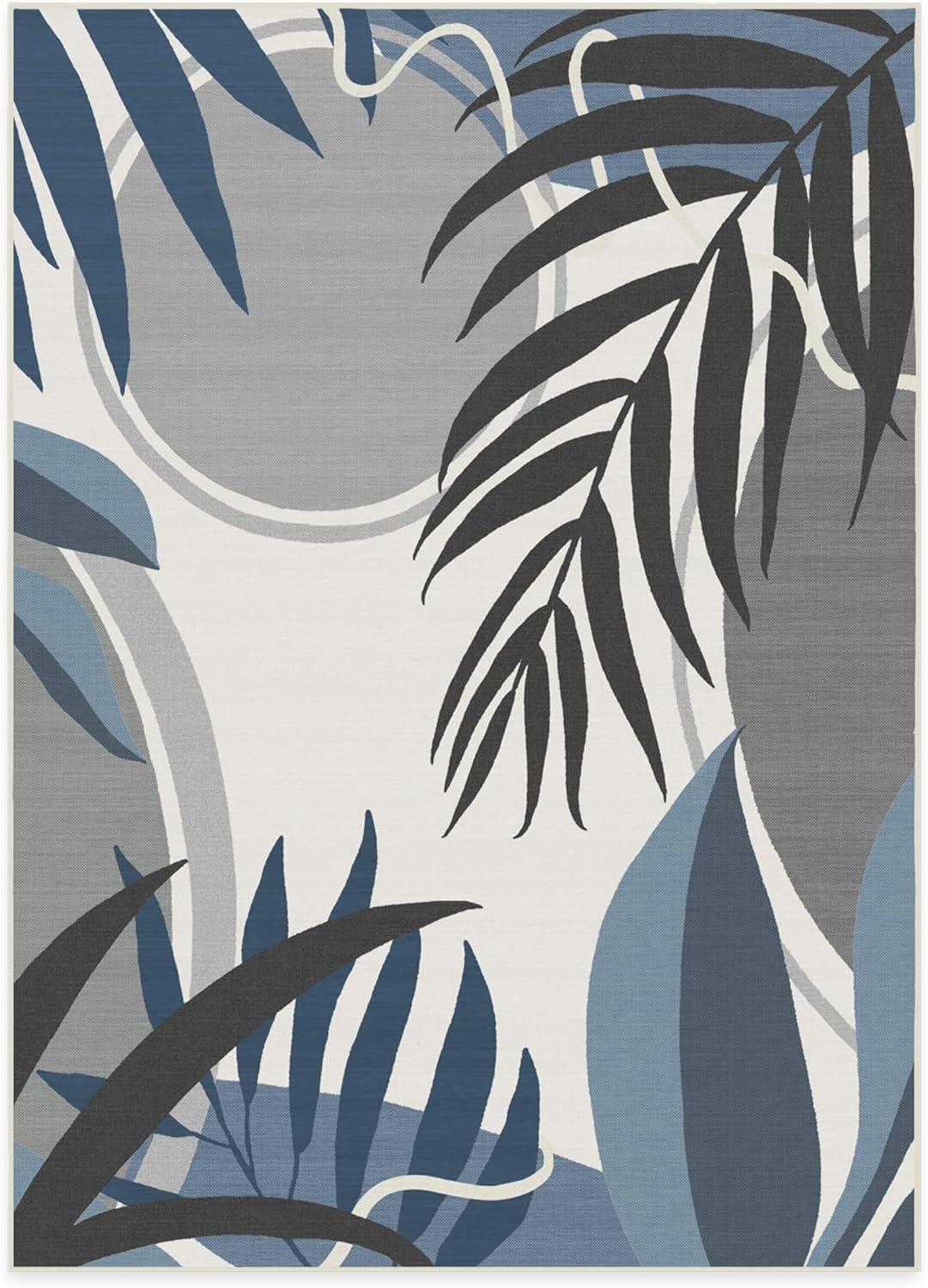 imageRUGGABLE Washable Area Rug Outdoor Watercolor Waves Copper Jade 5x7 StainResistant NonSlip Medium Machine Washable Rugs for Entryway Patio Balcony Deck ampamp Porchwith Standard PadTulum Ivory Blue Standard Pad