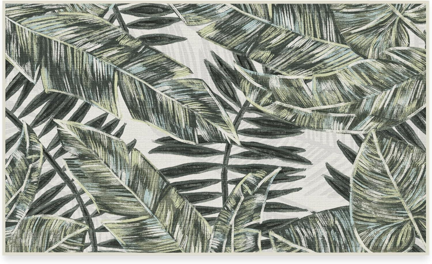 imageRUGGABLE Washable Area Rug Outdoor Watercolor Waves Copper Jade 5x7 StainResistant NonSlip Medium Machine Washable Rugs for Entryway Patio Balcony Deck ampamp Porchwith Standard PadFilifera Palm Green Standard Pad