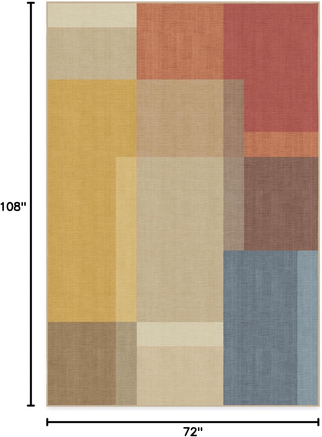 imageRUGGABLE Washable Area Rug Outdoor Watercolor Waves Copper Jade 5x7 StainResistant NonSlip Medium Machine Washable Rugs for Entryway Patio Balcony Deck ampamp Porchwith Standard PadCampo Multicolor Standard Pad