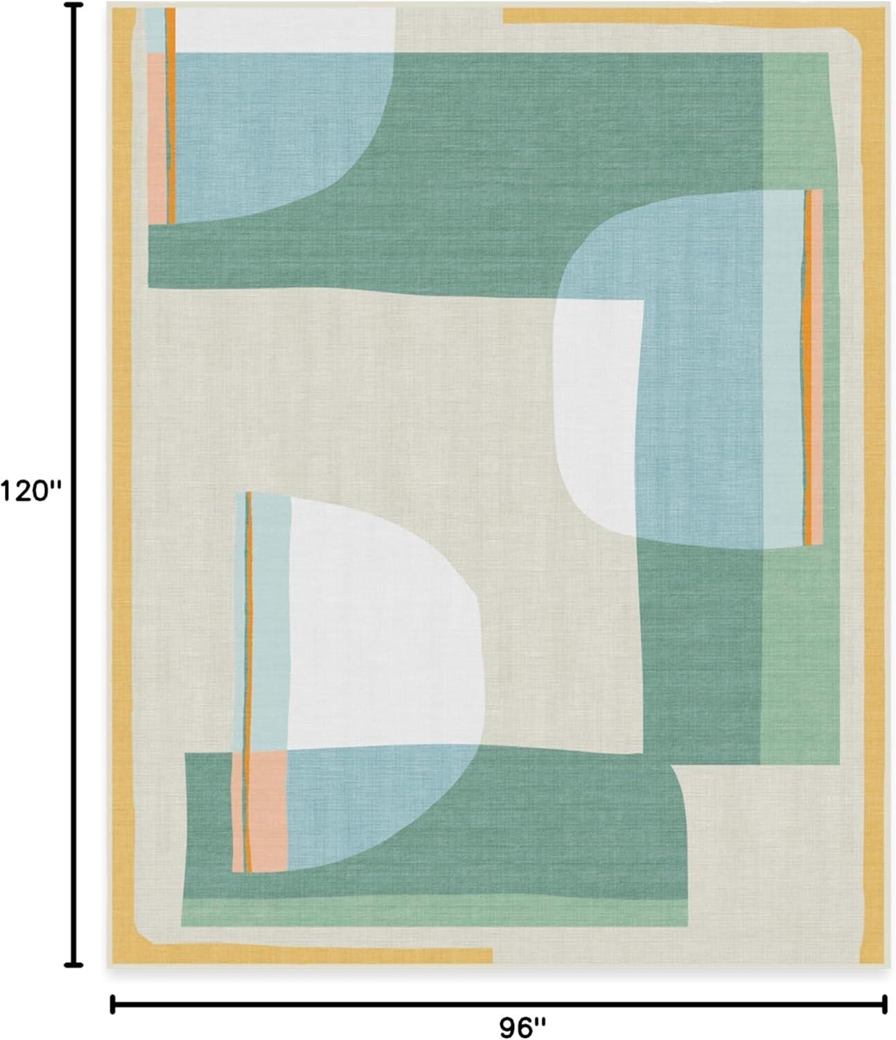 imageRUGGABLE Washable Area Rug Outdoor Watercolor Waves Copper Jade 5x7 StainResistant NonSlip Medium Machine Washable Rugs for Entryway Patio Balcony Deck ampamp Porchwith Standard PadOlena Jade Standard Pad