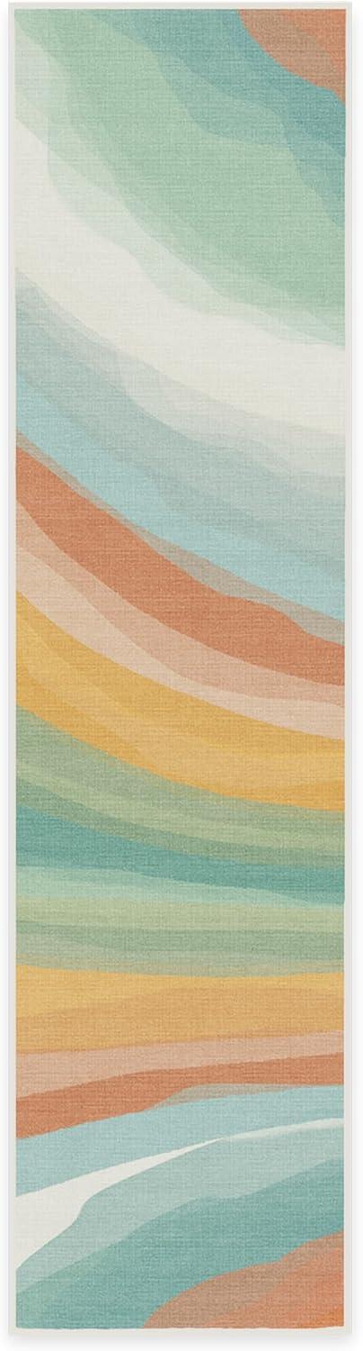 imageRUGGABLE Washable Area Rug Outdoor Watercolor Waves Copper Jade 5x7 StainResistant NonSlip Medium Machine Washable Rugs for Entryway Patio Balcony Deck ampamp Porchwith Standard PadWatercolor Waves Copper Jade Standard Pad