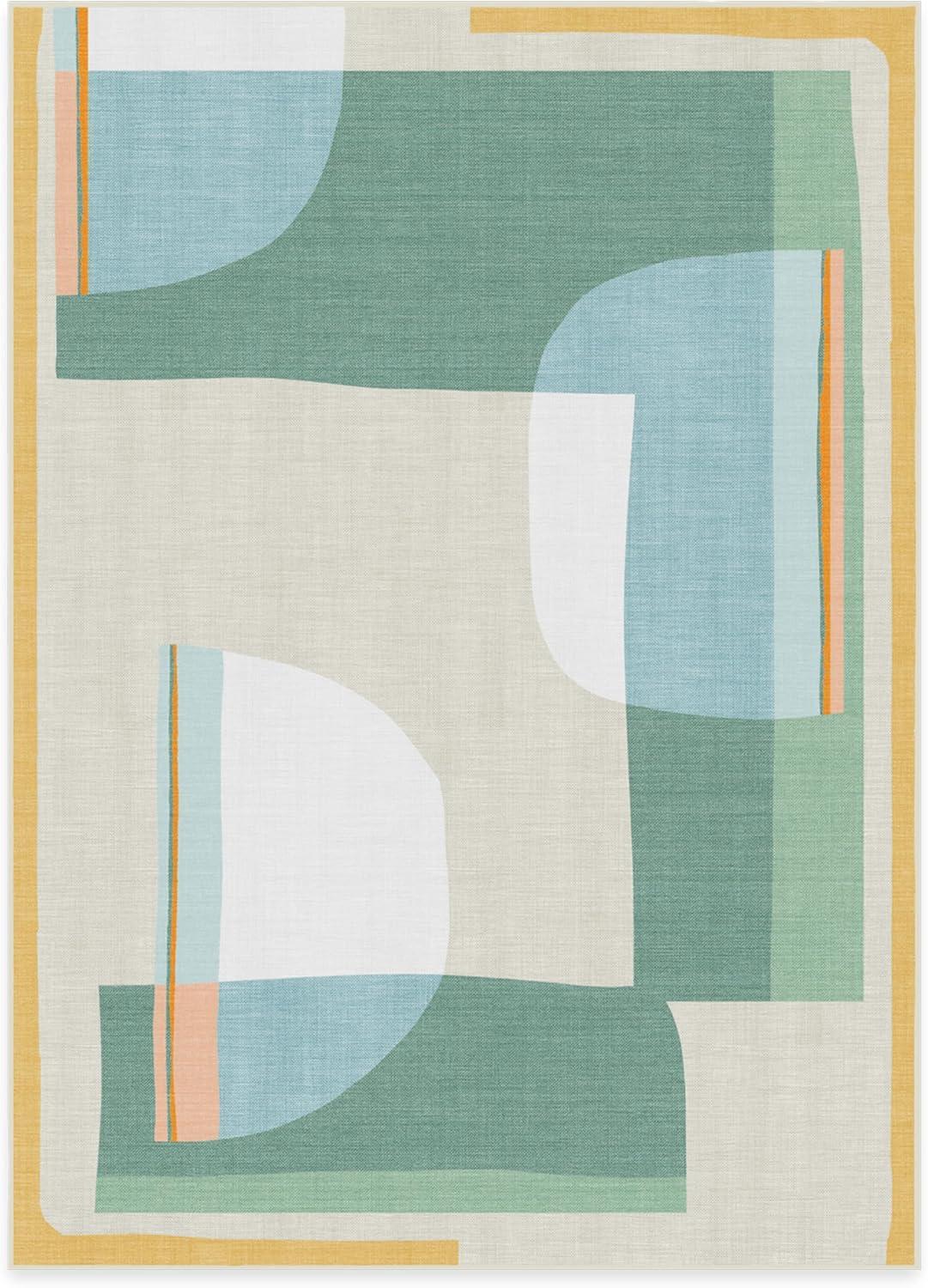 imageRUGGABLE Washable Area Rug Outdoor Watercolor Waves Copper Jade 5x7 StainResistant NonSlip Medium Machine Washable Rugs for Entryway Patio Balcony Deck ampamp Porchwith Standard PadOlena Jade Standard Pad