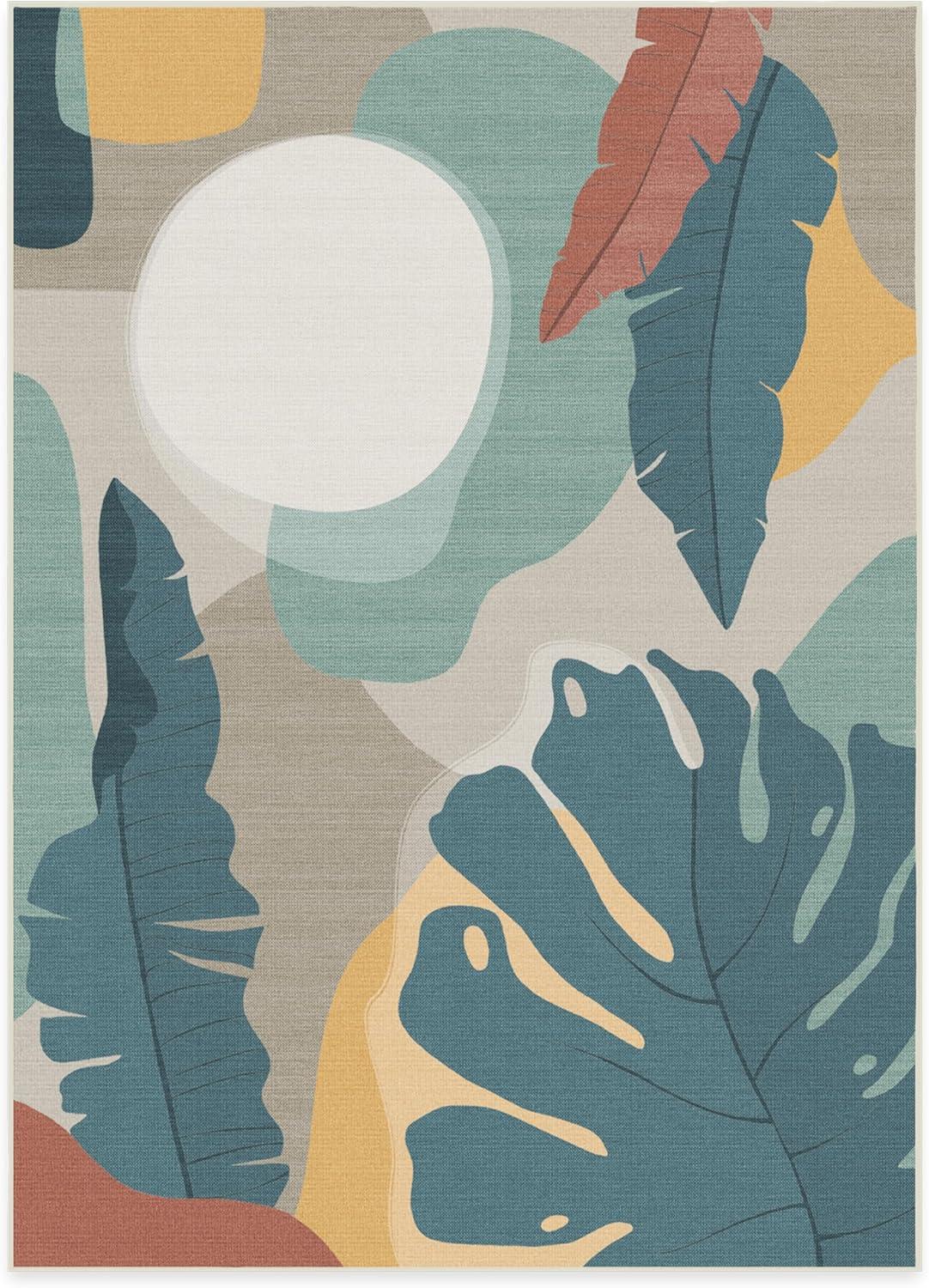 imageRUGGABLE Washable Area Rug Outdoor Watercolor Waves Copper Jade 5x7 StainResistant NonSlip Medium Machine Washable Rugs for Entryway Patio Balcony Deck ampamp Porchwith Standard PadHavana Multicolor Standard Pad