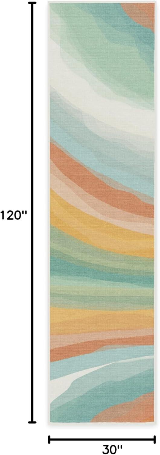 imageRUGGABLE Washable Area Rug Outdoor Watercolor Waves Copper Jade 5x7 StainResistant NonSlip Medium Machine Washable Rugs for Entryway Patio Balcony Deck ampamp Porchwith Standard PadWatercolor Waves Copper Jade Standard Pad